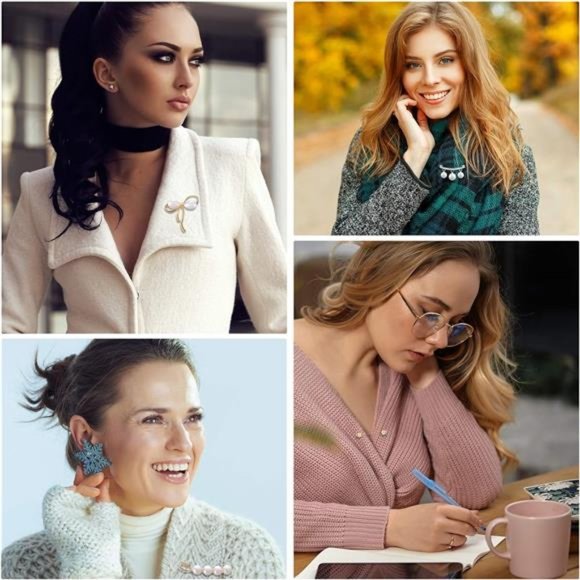 8Pieces Sweater Shawl Clips scarf collar pin Faux Pearl Brooch Pins, Safety Pins - Picture 3 of 7